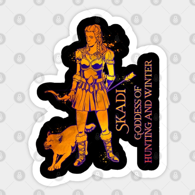 Viking goddess of hunting Skadi Sticker by Modern Medieval Design